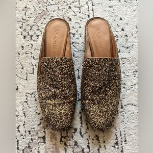 Madewell The Willa Loafer Mule in Gold Glitter Size 8.5